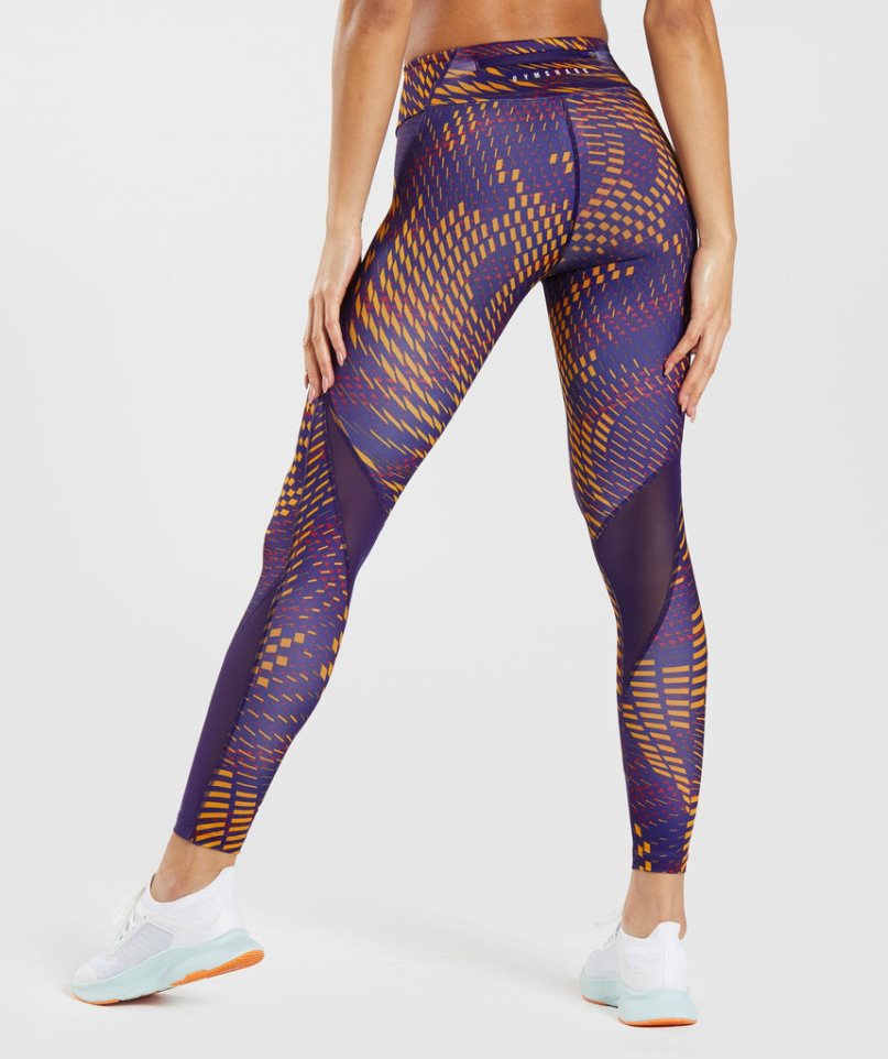 Legginsy Gymshark Sportowe Biegania Damskie Fioletowe | PL 547SME